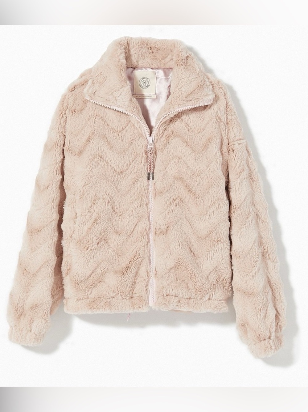 Urban Outfitters Plush Zip-Up Teddy Jacket in Dusty Pink